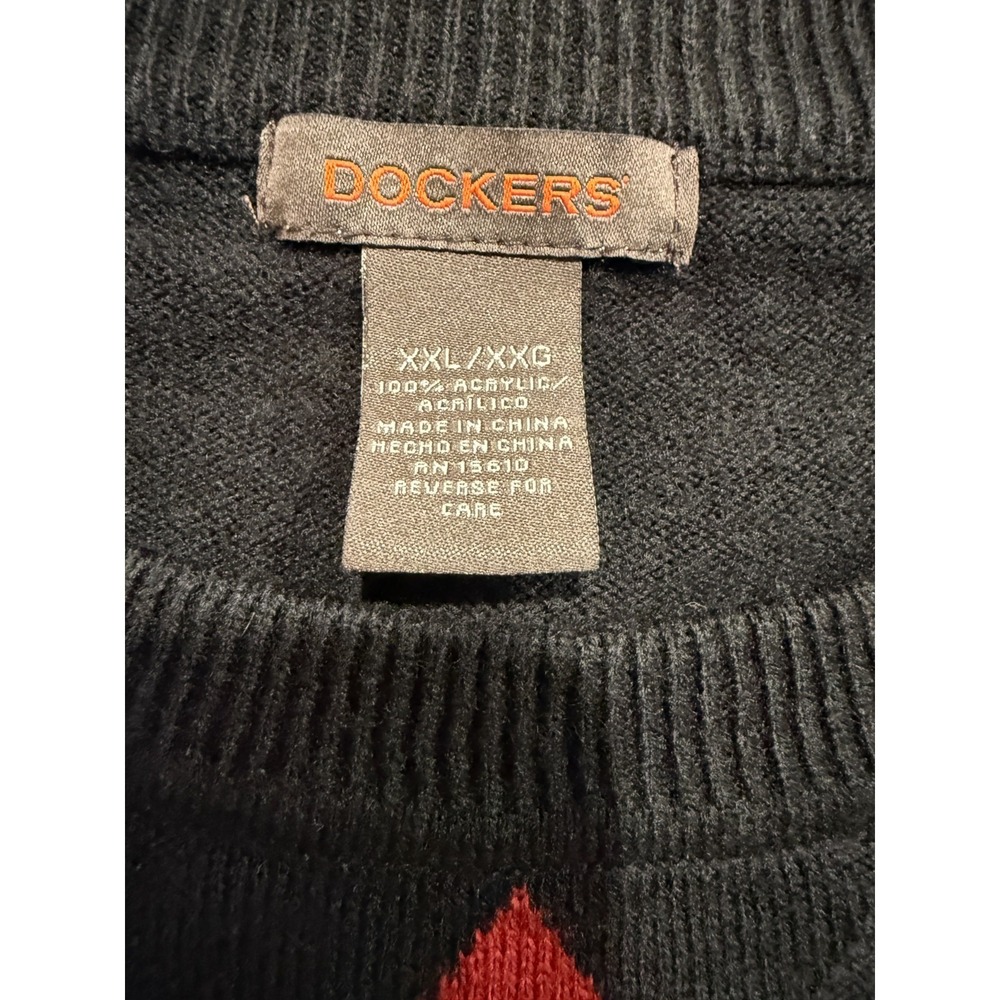 Dockers Acrylic Black, Red & Gray Argyle Soft Crew Neck Sweater Size XXL - Picture 11 of 11